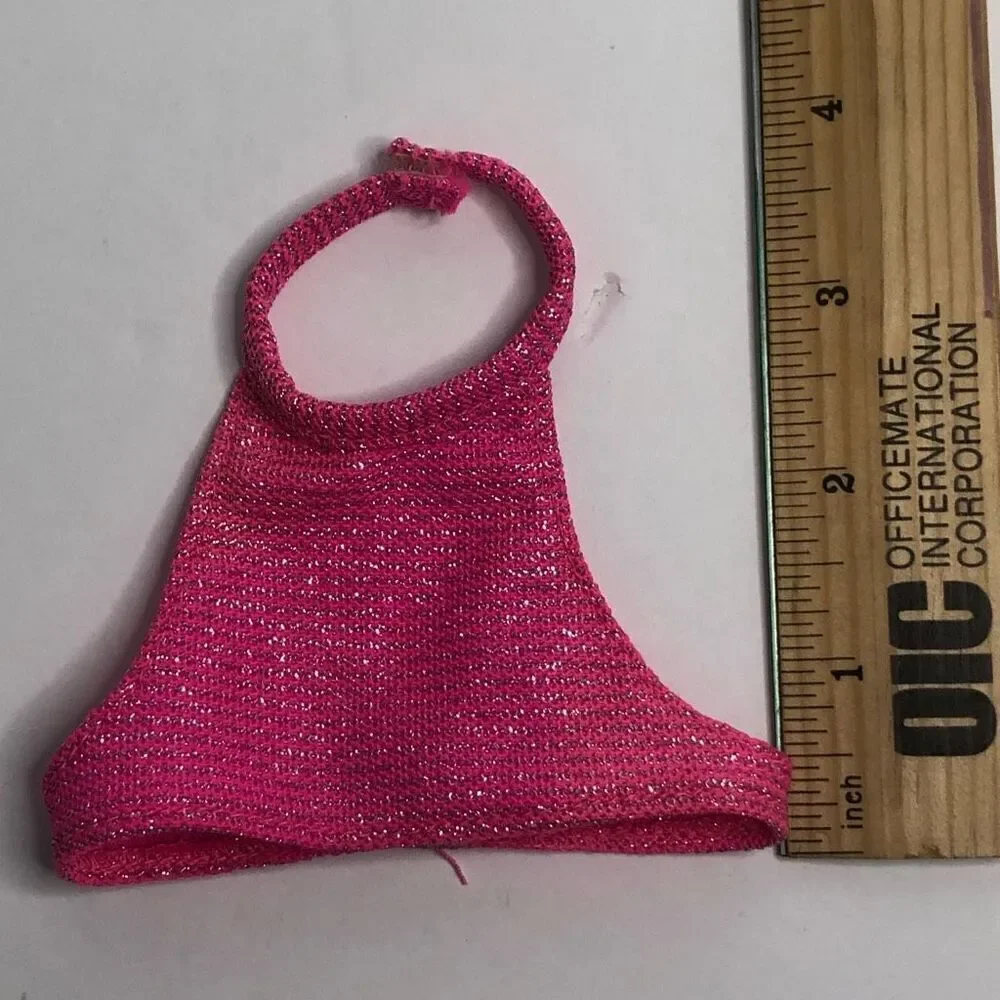larger doll top pink metallic halter top‎ for dolls no brand 3.5 inches
